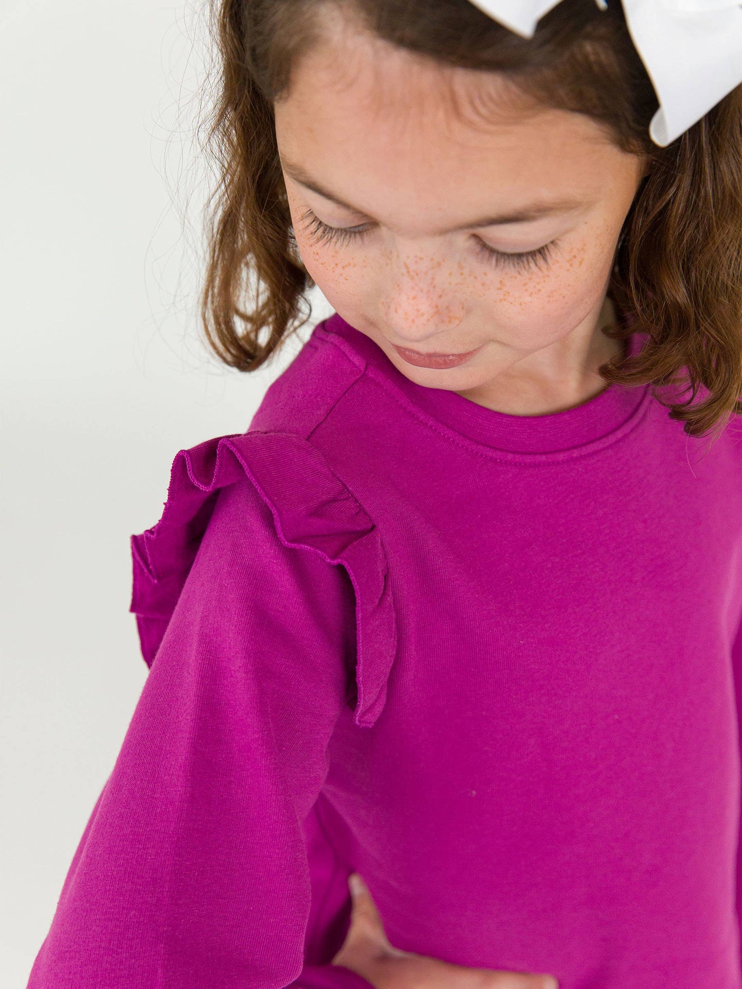 Girls Plum Tart Knit Flutter Sweatshirt