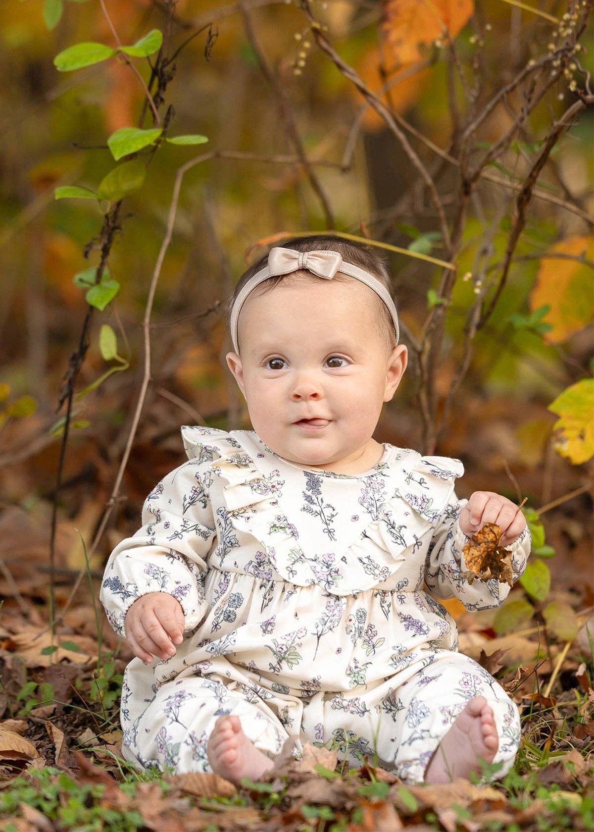 Gracie Floral Ruffle Collar Straight Leg Romper
