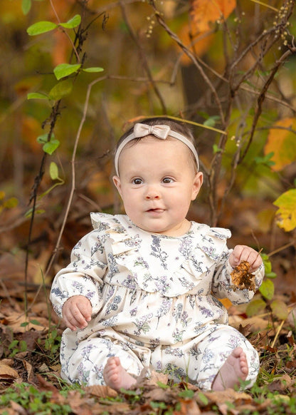 Gracie Floral Ruffle Collar Straight Leg Romper