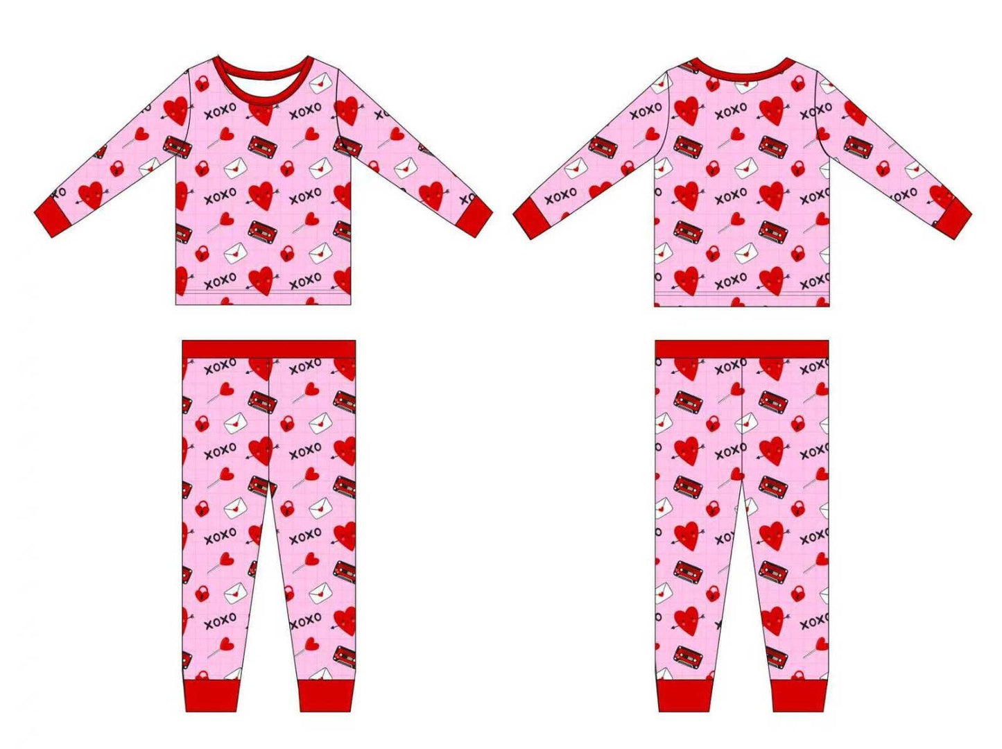 Valentine's Day Love Letters Two-Piece Bamboo Pajamas