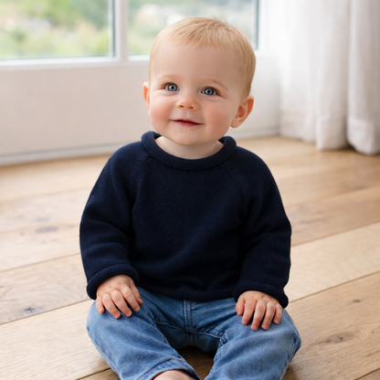 Essentials Knits Navy Raglan Sweater