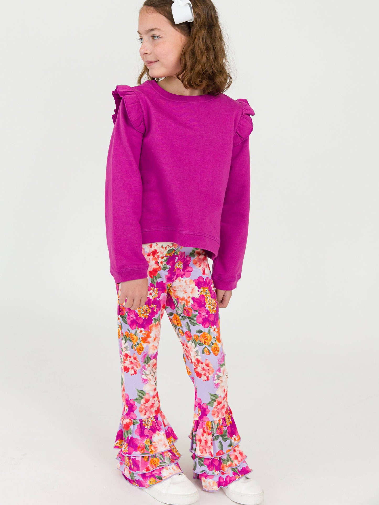 Girls Plum Tart Knit Flutter Sweatshirt