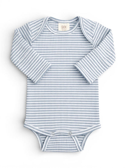 Dusty Blue Stripe / Ribbed Long Sleeve Bodysuit