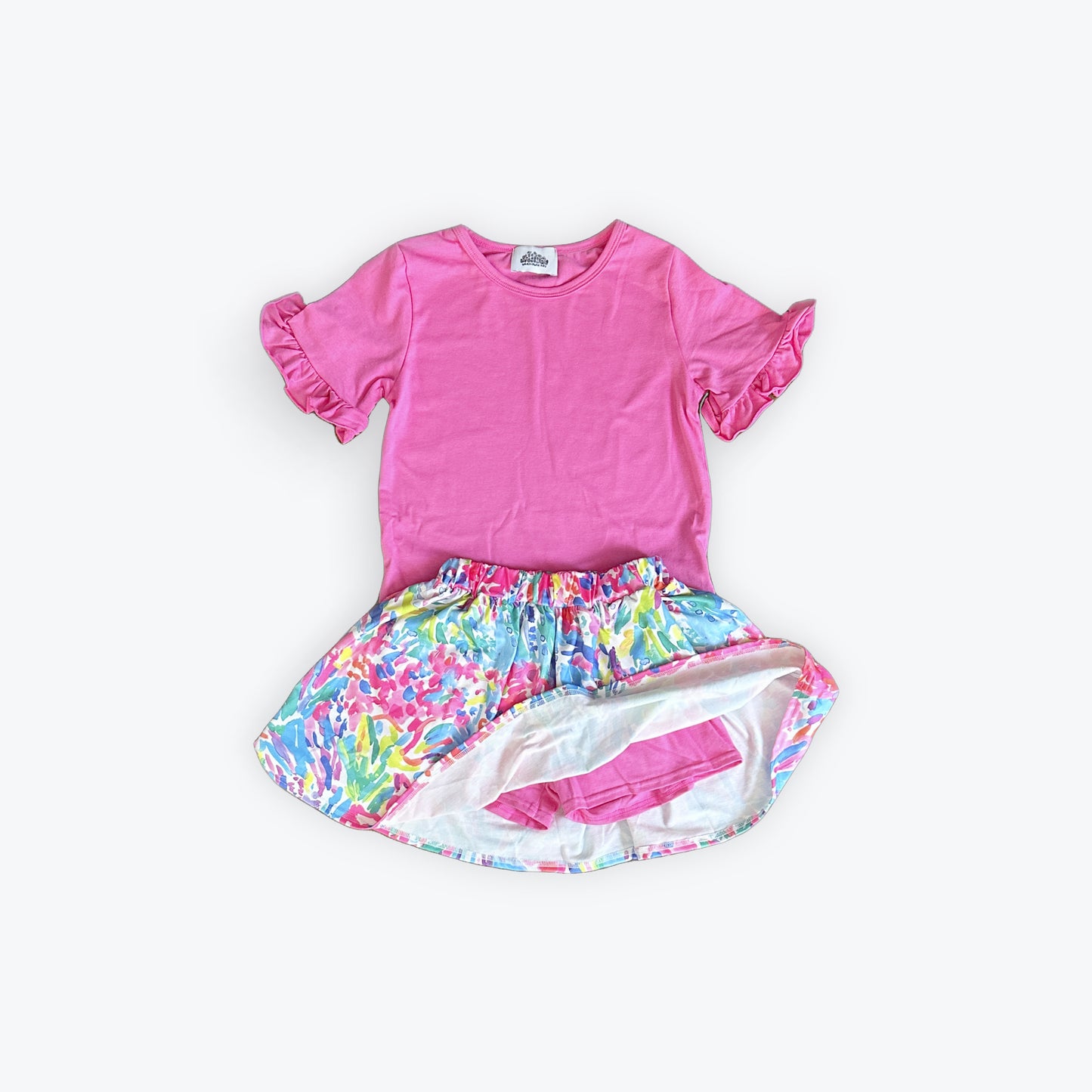 Watercolor Wildflower Skort & Ruffle Tee Set