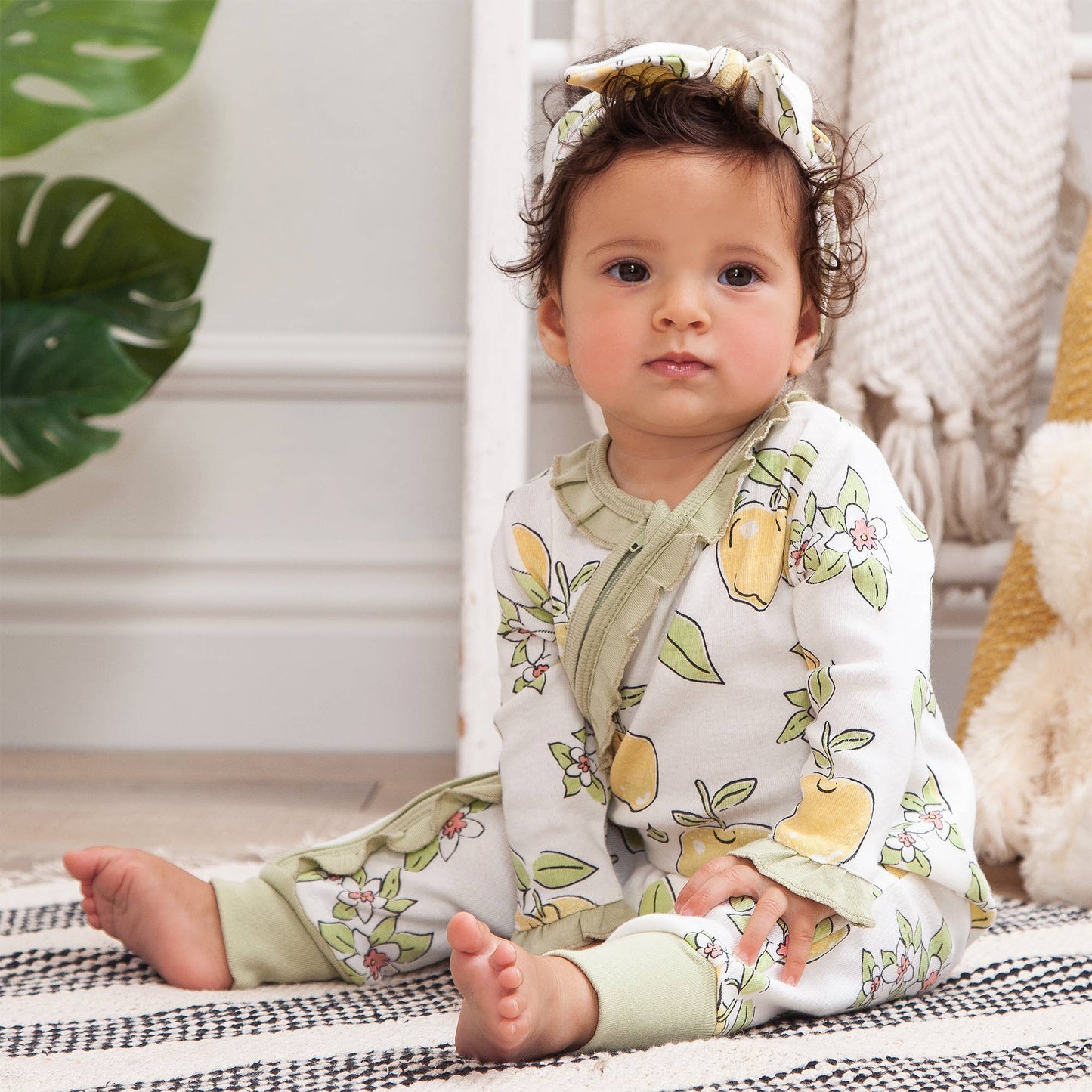 Apple Blossom Cotton Zippered Romper