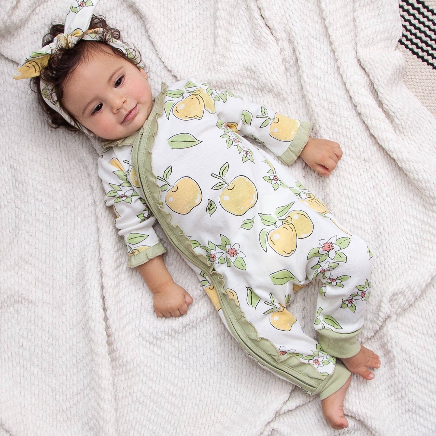 Apple Blossom Cotton Zippered Romper