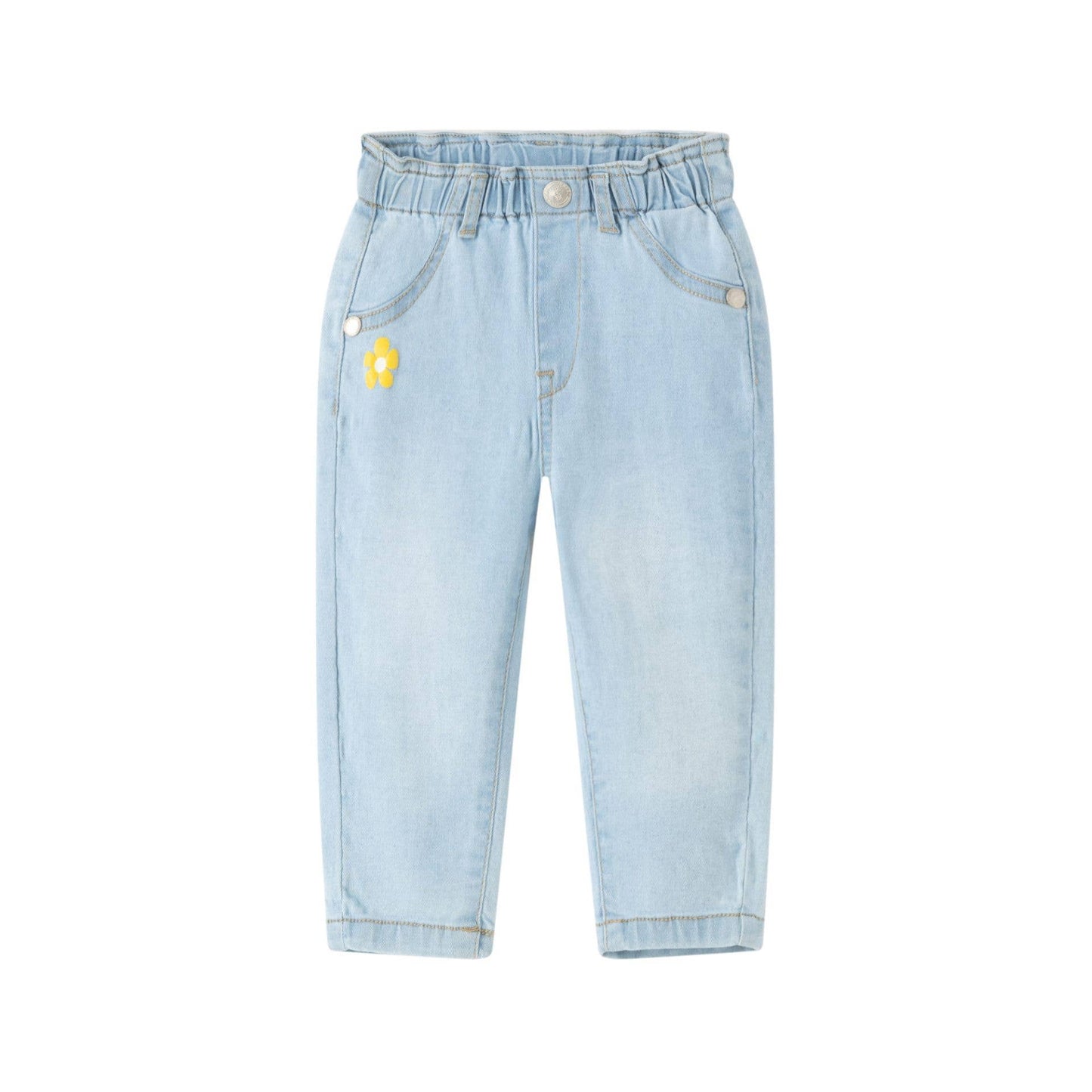 Newness Kids - Long denim pants for baby girls with elastic waist