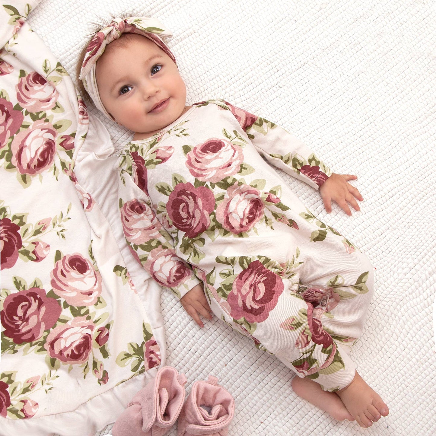 Cabbage Rose Cotton Romper