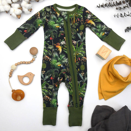 Earthy - Organic Cotton Baby Pjs 2-Way Zipper Sleeper, Congo Pine