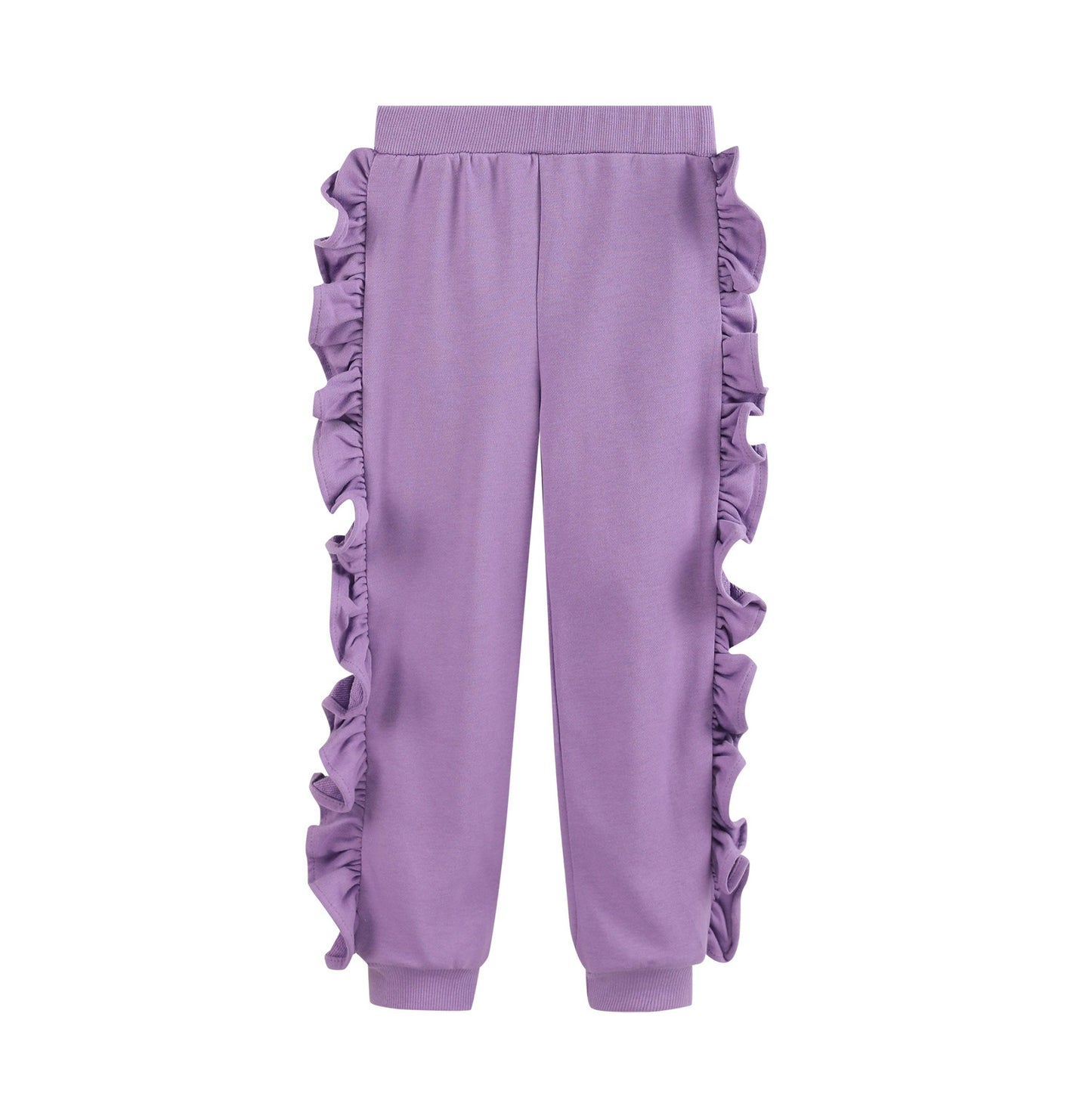 Purple Ruffle Sweatshirt with Jogger Pant Set