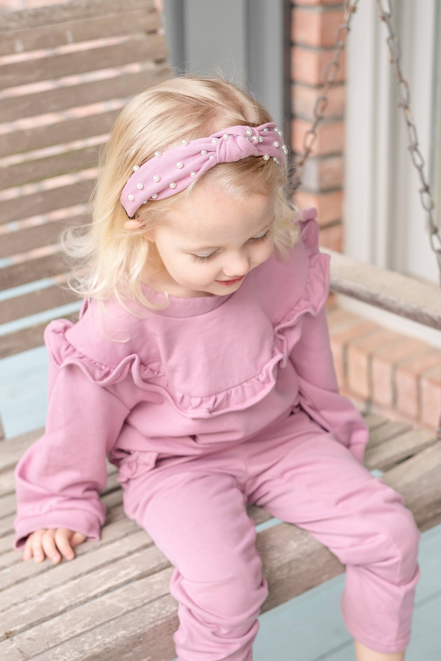 Blush Rose Ruffle Sweatshirt with Jogger Pant Set