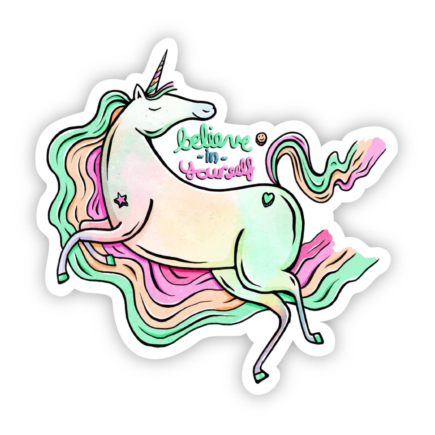 Big Moods - Believe in Yourself Rainbow Unicorn Sticker