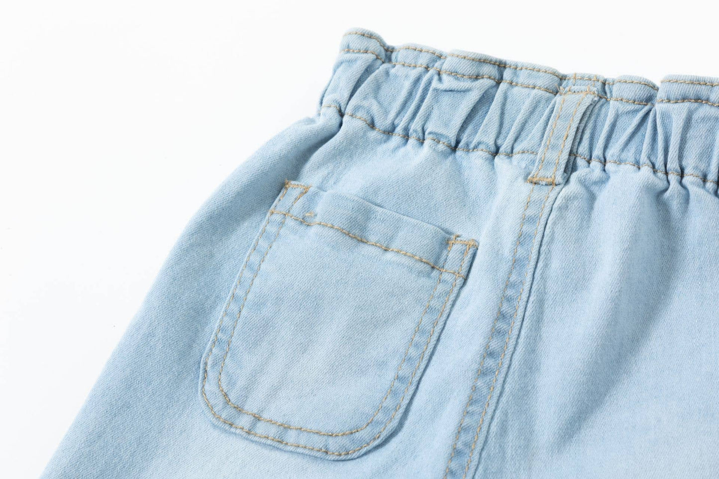 Newness Kids - Long denim pants for baby girls with elastic waist