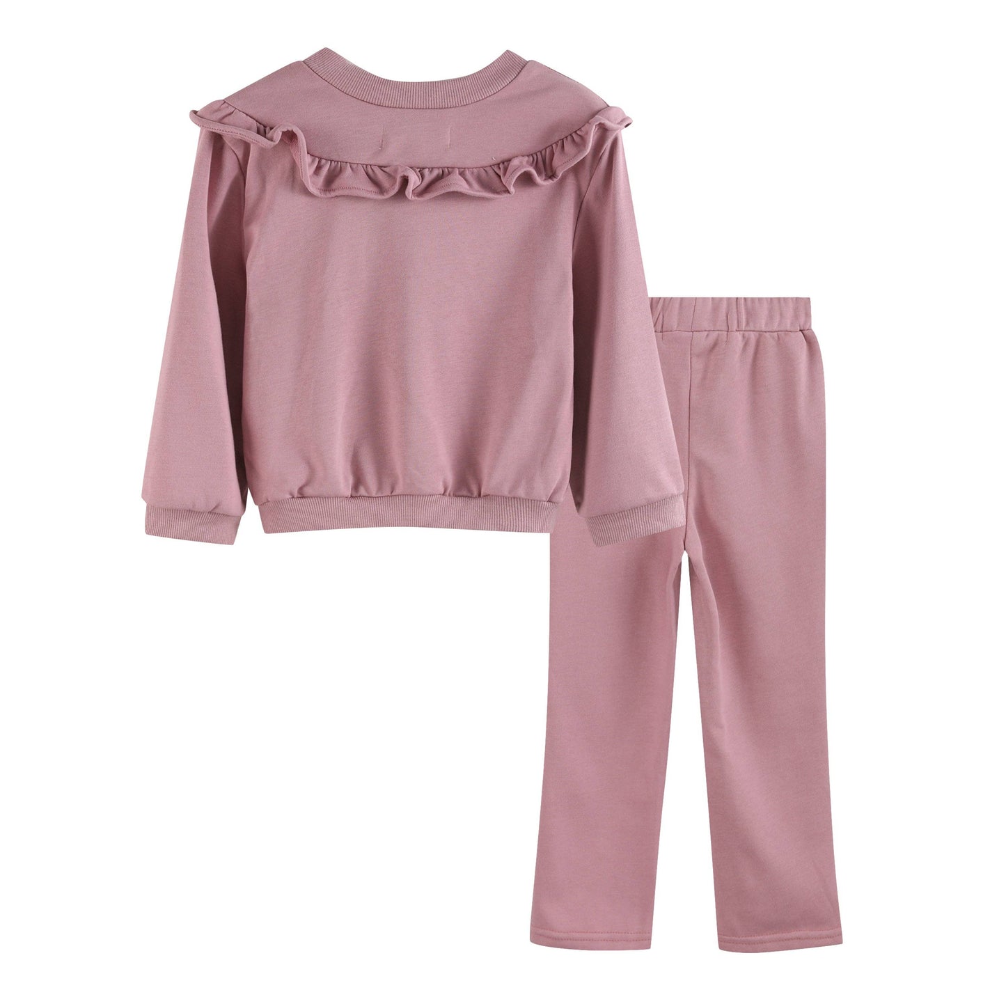 Blush Rose Ruffle Sweatshirt with Jogger Pant Set