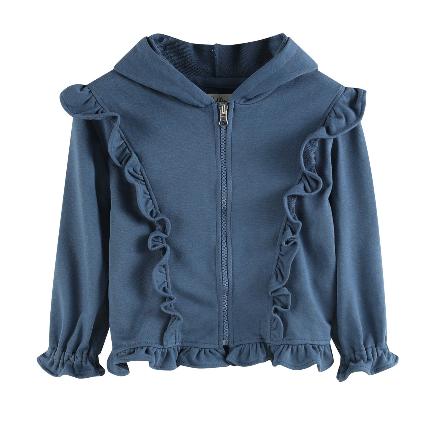 Cobalt Blue Zip Ruffle Hoodie and Flare Pant Set