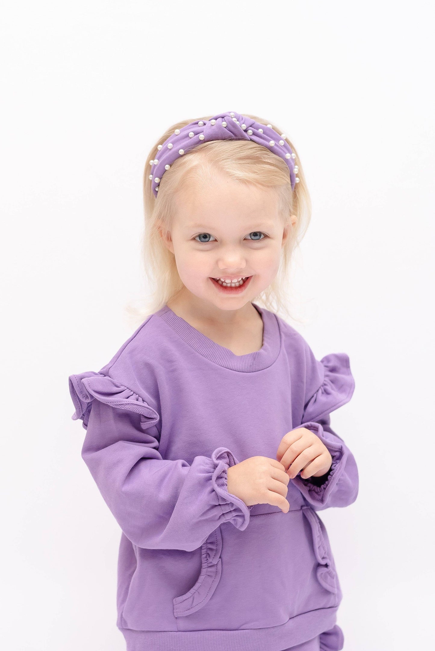 Purple Ruffle Sweatshirt with Jogger Pant Set