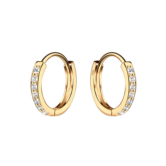 14K Gold-Plated Huggie CZ Hoop Earrings