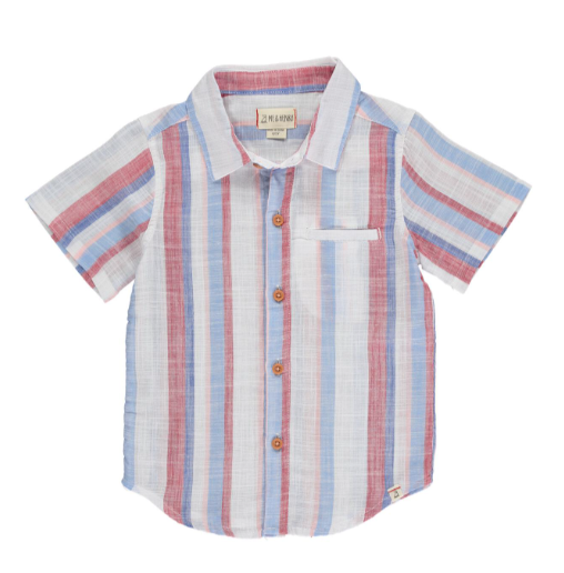 Red, White, and Blue Stripe Woven Shirt