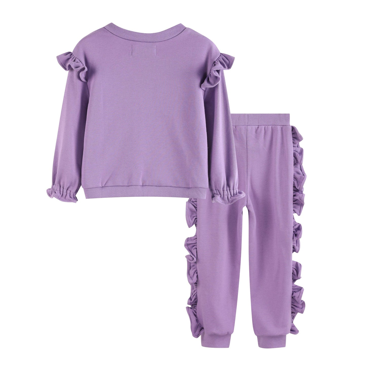 Purple Ruffle Sweatshirt with Jogger Pant Set