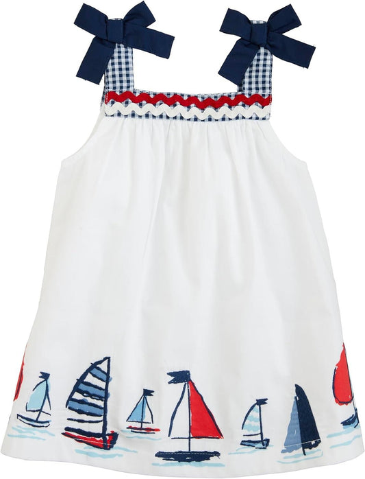 Mud Pie Baby Girl Sailboat Poplin Dress