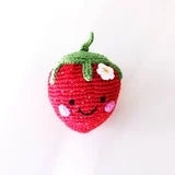 Pebble Fair Trade Handmade Crochet Cotton Friendly Strawberry Baby Rattle