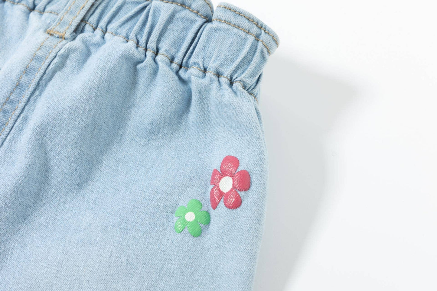 Newness Kids - Long denim pants for baby girls with elastic waist