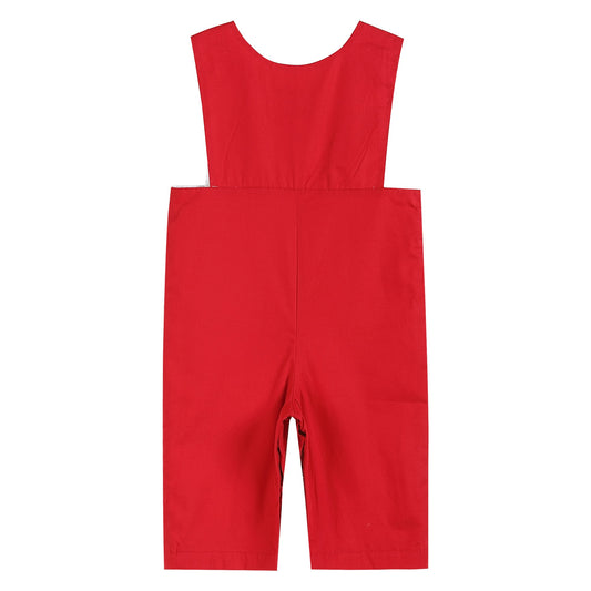 Red & White Santa Smocked Overalls