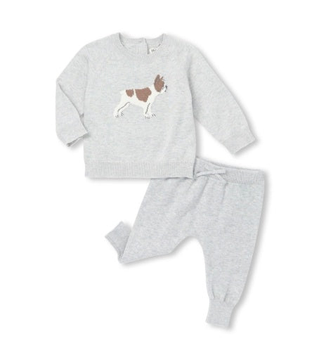 Little Bull Dog Raglan Knit Set