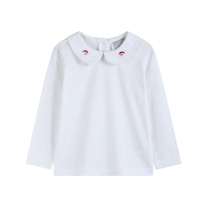 White Cotton Santa Collared Shirt