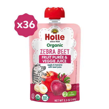Holle Baby Food Pouches - Organic Fruit & Veggie Puree - Zebra Beet
